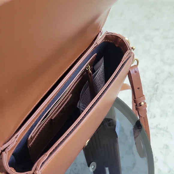 Zara Tan Leather Crossbody Bag - Picture 12 of 15